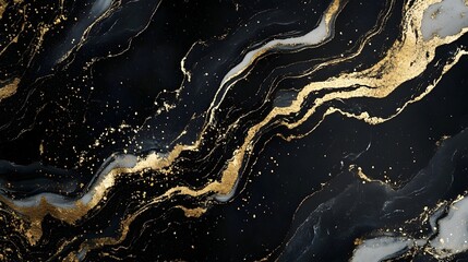 Aufkleber - Captivating abstract marbled texture with shimmering golden accents creating a mesmerizing and opulent visual experience
