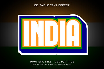 Poster - India 3D Editable Vector Text Effect. Orange and Green Text Effect. Editable Text Template