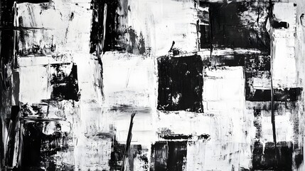 Leinwandbilder - Captivating Abstract Monochrome Painting with Expressive Brush Strokes and Dramatic Contrast