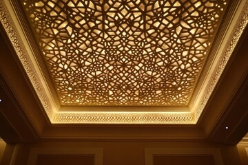 Canvas Print - Intricate Illuminated Ceiling Design Featuring Geometric Patterns