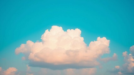 Wall Mural - Beautiful background image of a romantic blue sky with soft fluffy pink clouds Panoramic natural vie