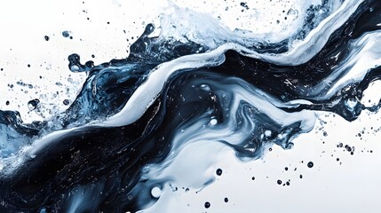 Leinwandbilder - Captivating Fluid Motion and Abstract Patterns in Swirling Ink and Color Gradient  Mesmerizing digital art piece showcasing the dynamic flow and viscosity of ink or liquid paint in a vibrant modern