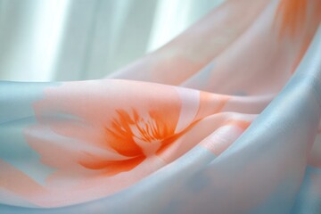 Poster - close-up shot of intricate floral patterns on fabric with blurred background to create soft focus and gentle atmosphere