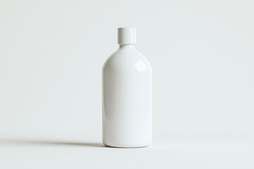 Poster - minimalistic mockup of white spray bottle centered on flat white background with even lighting