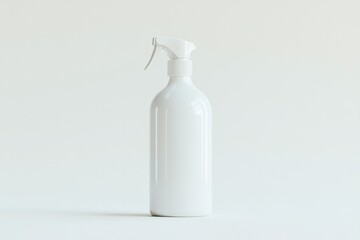 Poster - minimalistic mockup of white spray bottle centered on flat white background with even lighting