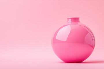 Poster - pink object epitomizing barbiecore style rests on smooth solid color background embodying minimalistic design