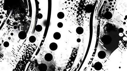 Poster - Captivating monochromatic abstract composition featuring a dynamic and visually striking arrangement of splattered blotched and fluid textures  The image creates a sense of movement energy