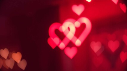 Wall Mural - Blurred hearts lights Valentines day pink Bokeh background