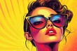 © Nico - Vibrant Pop Art Portrait of a Fashionable Young Woman with Colorful Sunglasses and Bold Colors