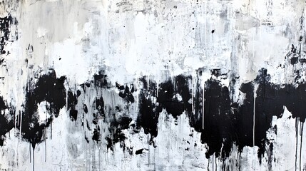 Fototapete - Captivating Monochrome Abstract Art with Expressive Brush Strokes and Dramatic Textures  This striking and evocative painting features a bold dynamic composition of fluid
