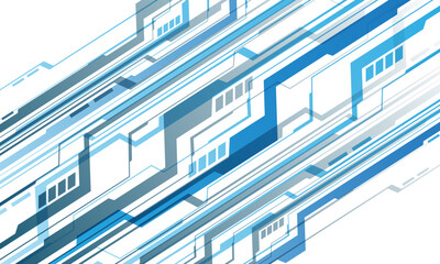 Poster - Abstract blue grey circuit lines technology connected electronics elements computer design modern futuristic on white background vector