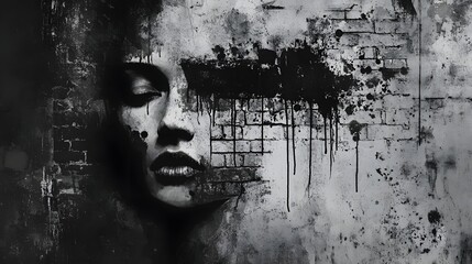 Leinwandbilder - Captivating Monochrome Portrait of Mysterious Feminine Presence