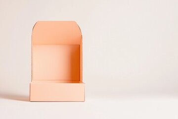 Poster - minimalistic mockup of foldable cardboard box standing slightly open on plain white background