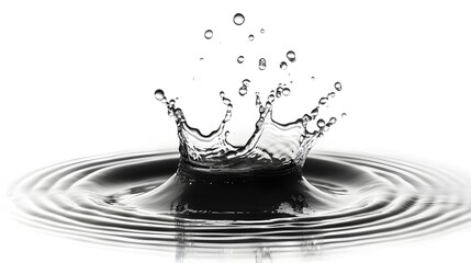 Aufkleber - Captivating Splash of Liquid Art in Monochrome Elegance   Abstract black and white image showcasing the dynamic motion and transparency of water droplets creating a visually striking and minimalist