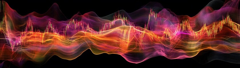 Poster - A vibrant and dynamic abstract representation of sound waves, featuring vivid colors and intricate patterns that evoke emotions and creativity. Perfect for digital design projects.