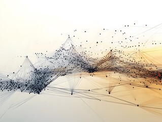 Poster - An abstract representation of data visualization, showcasing a network of connected dots and lines. This modern design symbolizes communication, technology, and innovation.