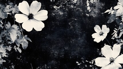 Aufkleber - Charming monochrome floral backdrop with alluring blooms and ethereal ambiance  Captivating black and white image showcasing the intricate details and delicate beauty of nature s finest creations