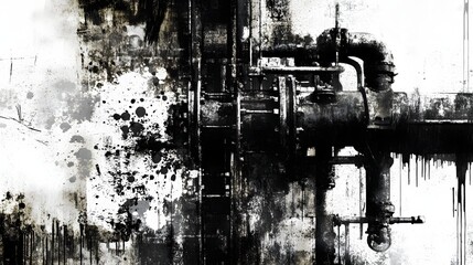 Poster - Close up view of old rusty and weathered industrial machinery and equipment components with a dark grungy and distressed background  Concept of power energy and engineering