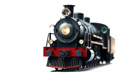 Isolated on a white background this illustration features a detailed front view of a vintage steam l