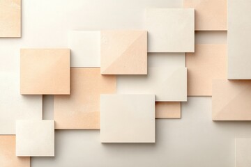 Aufkleber - minimalist arrangement of assorted abstract squares on neutral background