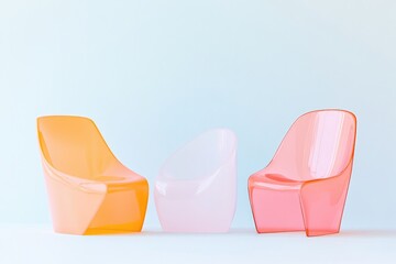 Poster - minimalistic composition featuring sculptural plastic forms against plain background with ample copy space