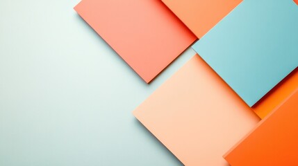 Poster - colorful abstract composition featuring overlapping squares against white background complete with ample copy space
