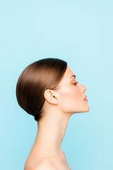 Poster - create minimalistic and clean plastique aesthetic portrait of person against solid smooth background