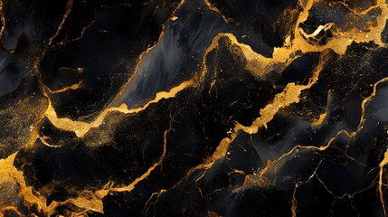Aufkleber - Dramatic and Captivating Abstract Background with a Stunning Golden Cracked Marble Texture Pattern  This Premium Image is Perfect for Decorative Interior Graphic Design and Digital Art Projects