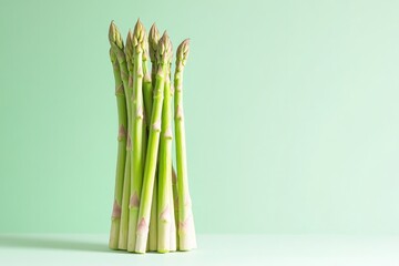 Poster - clean and creative design of asparagus spears arranged in radiating circle illuminated softly against smooth background