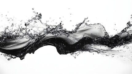 Fototapete - Dramatic and dynamic monochrome abstract art photograph showcasing a powerful water splash with mesmerizing shapes patterns and movement