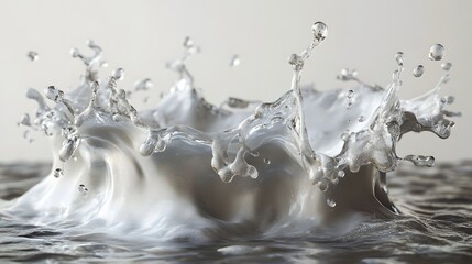 Aufkleber - Dramatic and energetic splash of water droplets waves and liquid motion with a dynamic powerful and crystalline effect  The image captures the fluid and kinetic energy of water in motion