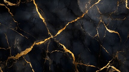 Poster - Dramatic and luxurious golden marble texture pattern with intricate cracked lines and dark abstract design  graphic background for digital design technology and premium branding