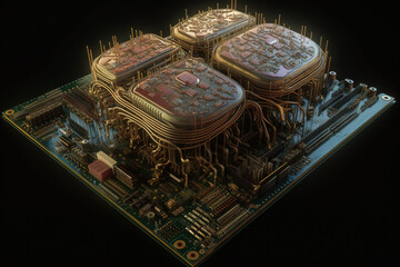 Poster - Artificial intelligence science concept with technological AI brain on the circuit board.