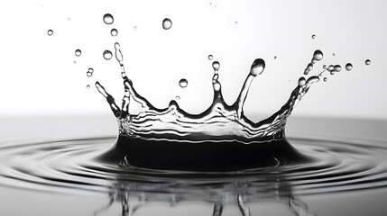 Fototapete - Dramatic and mesmerizing water splash captured in a minimalist monochrome style  The image showcases the dynamic liquid motion form and texture in an manner