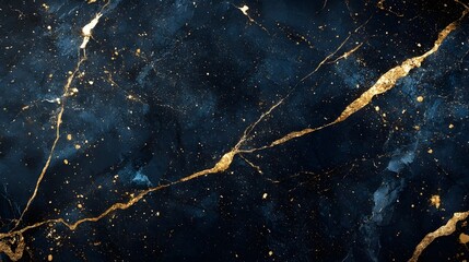 Poster - Dramatic Dark Marble Texture with Golden Veins and Cracks Abstract Background  Luxury Wallpaper Design with Shiny Polished Elegant Splatter Pattern