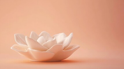 Wall Mural - Porcelain Flower Shaped Dish on Peach Background