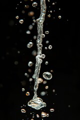Poster - Liquid cascade against dark backdrop captures motion and purity in a minimalist and refreshing composition