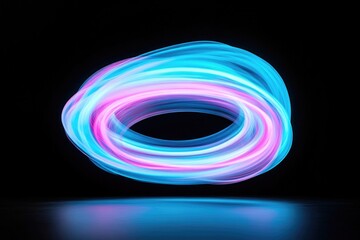 Poster - swirling vortex of electric blue and neon pink streaks against deep black background