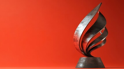 Wall Mural - Abstract Metal Sculpture on Red Background