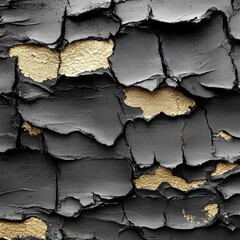 Poster - Abstract Black and Gold Texture with Cracked Paint Surface for Modern Art and Design Projects