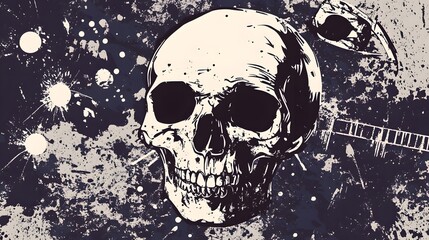 Poster - Grungy Skull in Dark, Moody, and Haunting Surreal Gothic Scene