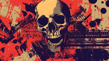 Poster - Grungy Skull with Ominous Dark Atmosphere and Sinister Vibes