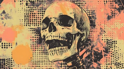Poster - Haunting Grunge Skull with Distressed Pop Art Textures