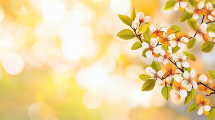Naklejka na meble White and Yellow Blossoms on Branch Spring Flowers