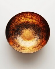 Poster - Gleaming copper bowl with textured surface reflecting light on a clean white backdrop studio shot