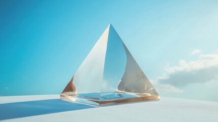 Wall Mural - Glass Pyramid Against A Blue Sky Background