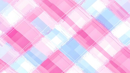 Canvas Print - Abstract Pink Blue Pastel Diagonal Plaid Pattern Background