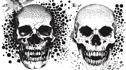 Poster - Haunting Monochrome Skulls Abstract Graphic Design Horror Concept