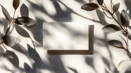 Wall Mural - Blank Card Mockup with Botanical Shadows Aesthetic Minimalist Branding