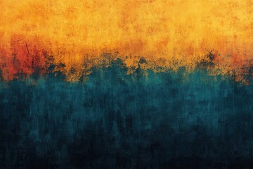 Poster - Abstract Texture of Yellow and Teal Painted Wall with Grunge Effect and Artistic Brush Strokes for Backgrounds